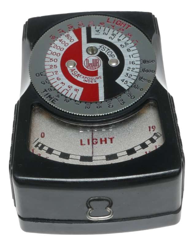 Dejur Amsco N.Y speed hand held light exposure f/stop meter antique case