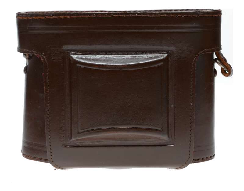 No name vintage film camera antique leather case in used condition with strap