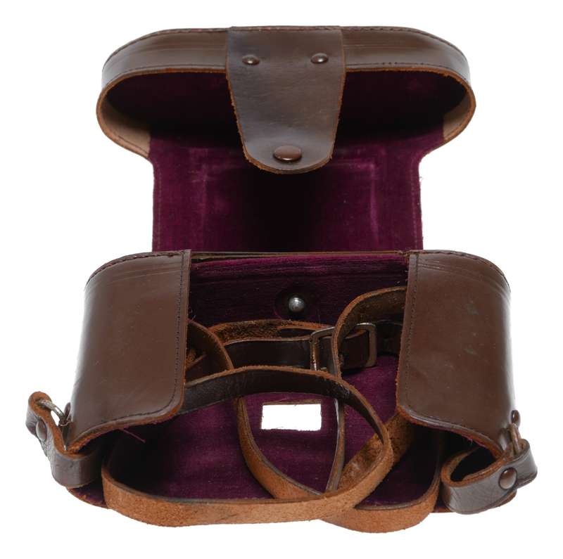 No name vintage film camera antique leather case in used condition with strap