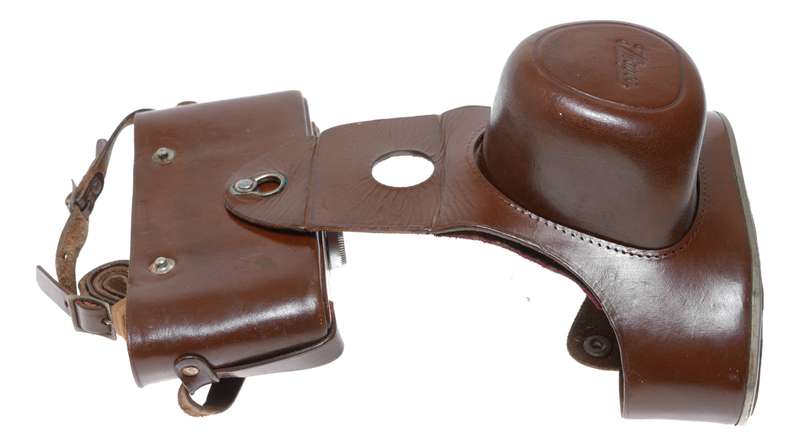 Vintage Ihagee film camera antique leather case in used condition strap