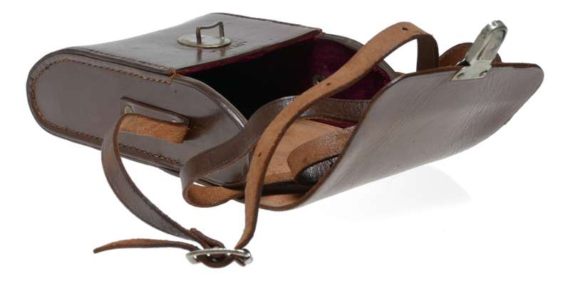 Folding universal vintage film camera antique leather case in used condition
