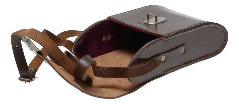 Folding universal vintage film camera antique leather case in used condition