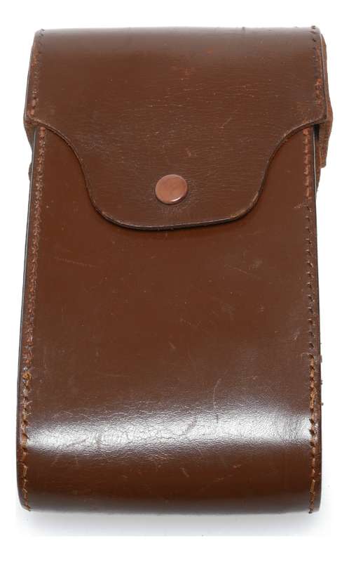 Common vintage film camera antique leather case in used condition strap
