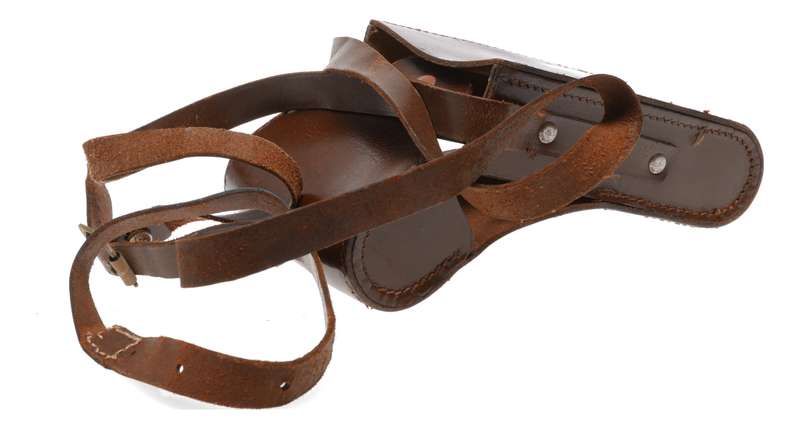 Common vintage film camera antique leather case in used condition strap