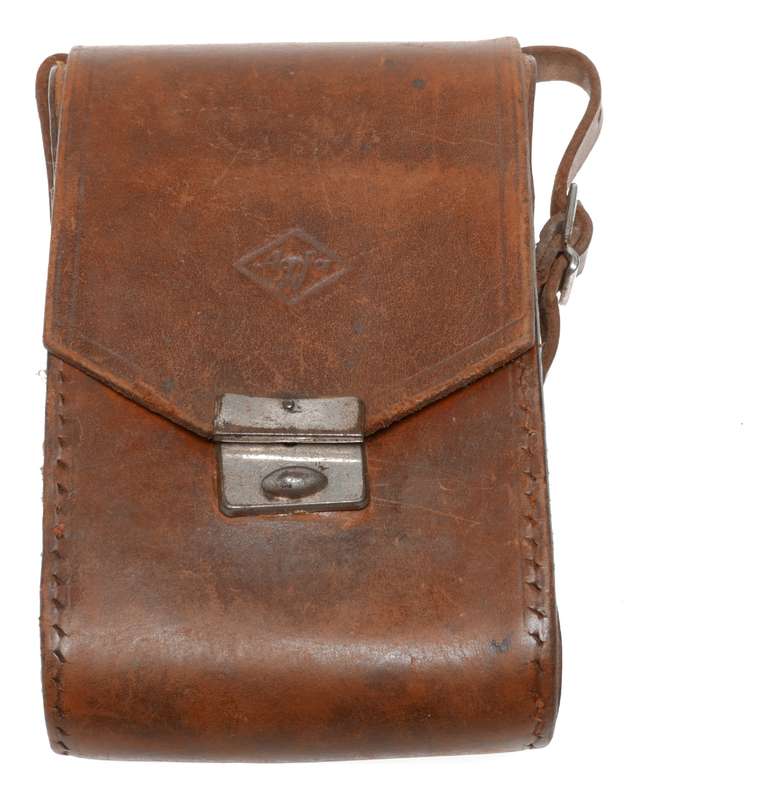 Agfa folding vintage film camera antique leather case in used condition
