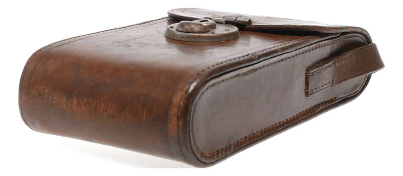 Folding poutch for vintage film camera antique leather case in used condition