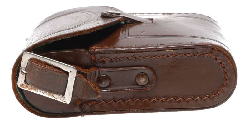 Shoulder strap vintage film camera antique leather case in used condition