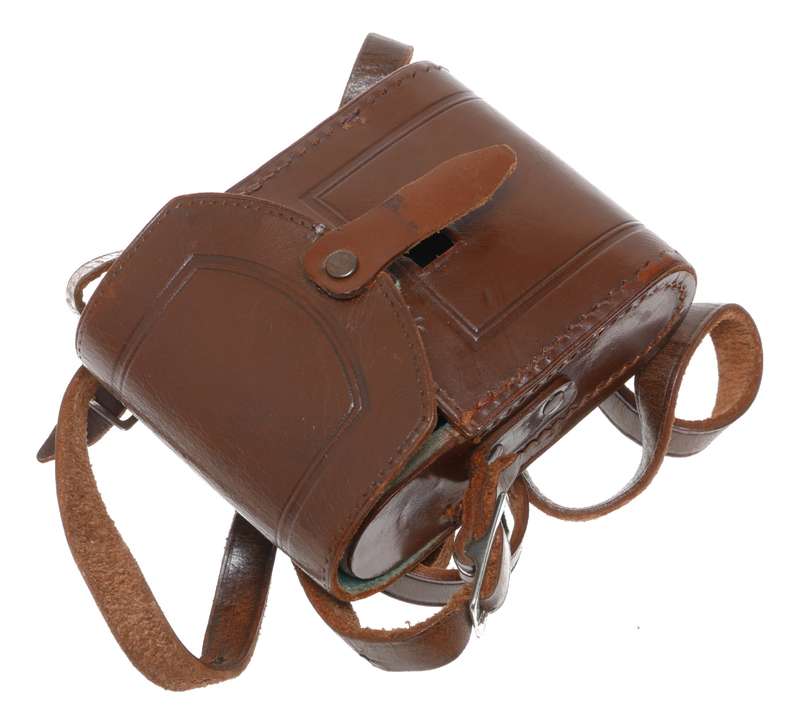 Shoulder strap vintage film camera antique leather case in used condition