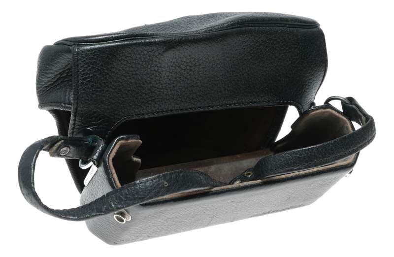 Nikon F Black vintage 35mm film camera antique leather case in used condition strap