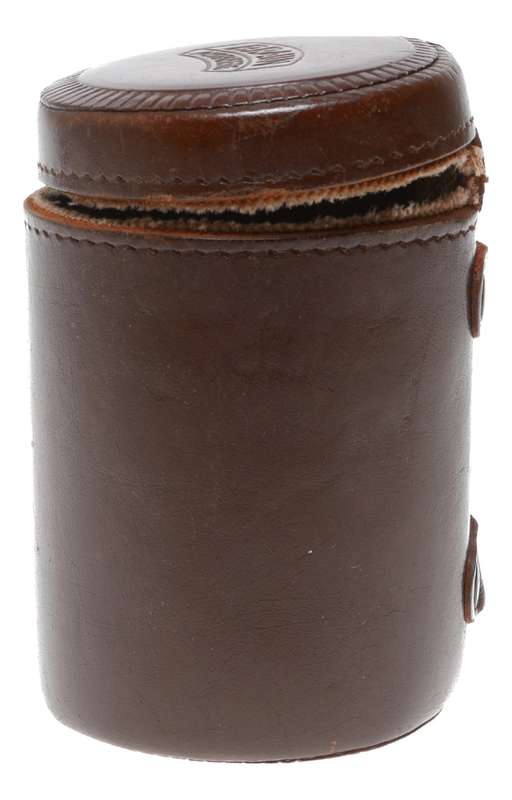Original vintage film camera antique leather lens case in used condition
