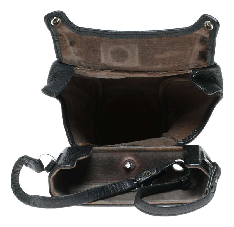 Nikon F Black vintage 35mm film camera antique leather case in used condition strap