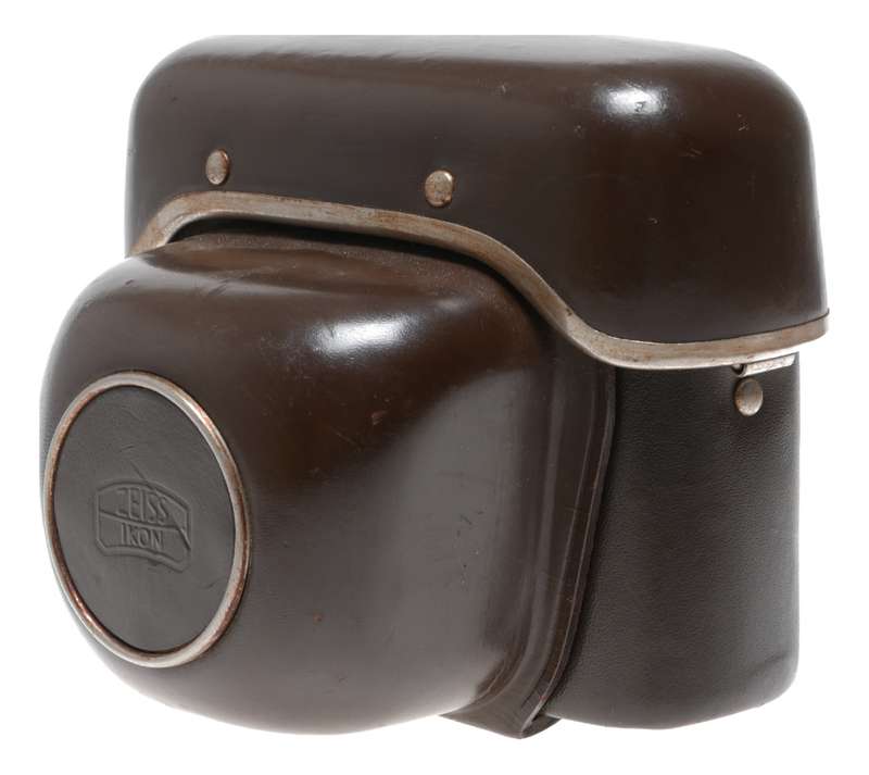 Brown Zeiss vintage film camera antique patent leather case Ikon