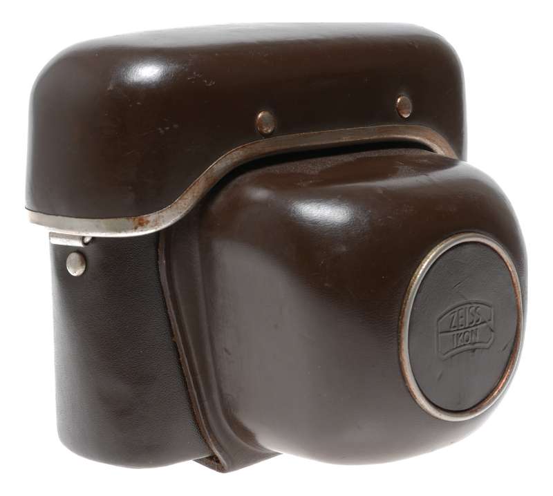Brown Zeiss vintage film camera antique patent leather case Ikon