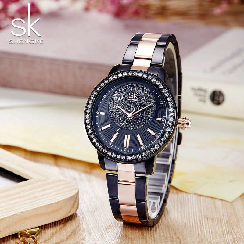 Shengke K0075 Womens Watch - Black/Pink