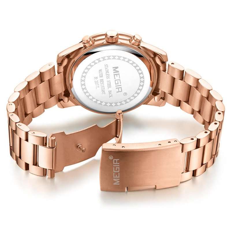 Megir 2057 Womens Chronograph Watch - Rose Gold