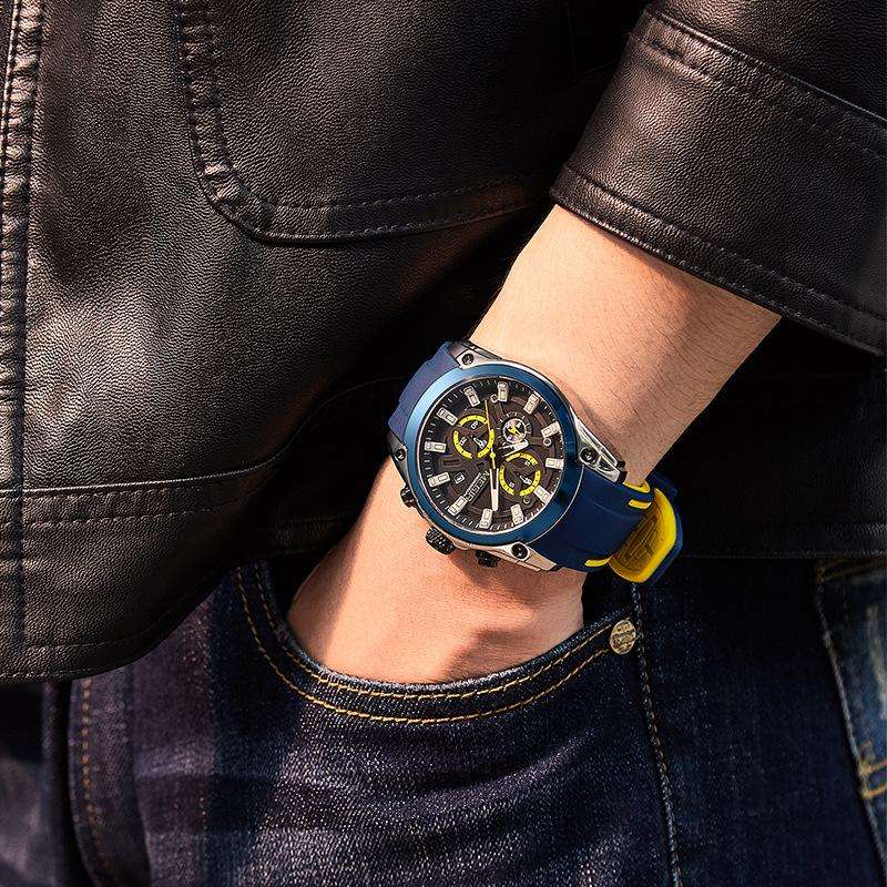 Megir 2144 Mens Sports Watch - Silver/Blue
