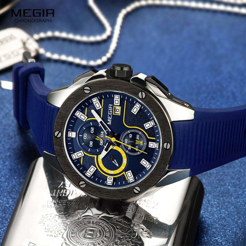 Megir 2054 Mens Chronograph Watch - Blue