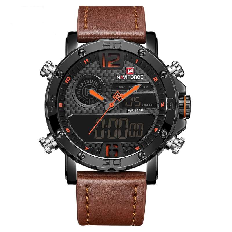 Naviforce 9134 Mens Analog/Digital Watch - Brown