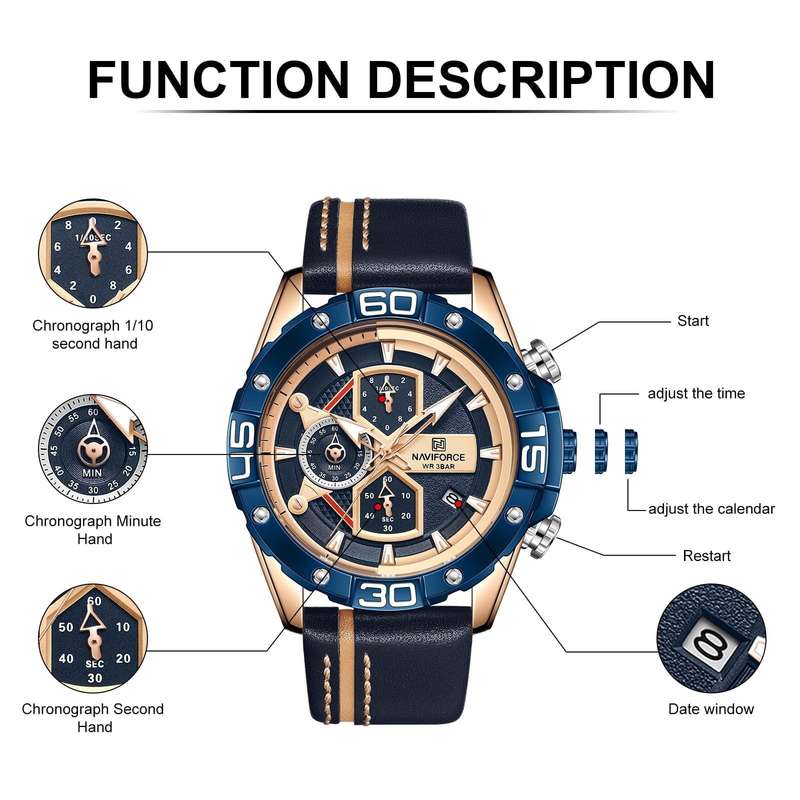 Naviforce 8018 Mens Chronograph Watch - Blue