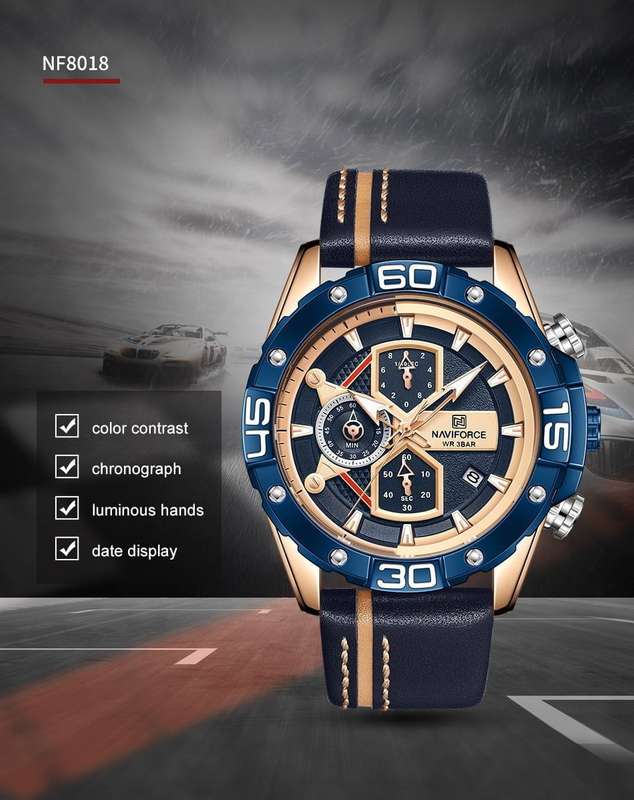 Naviforce 8018 Mens Chronograph Watch - Blue