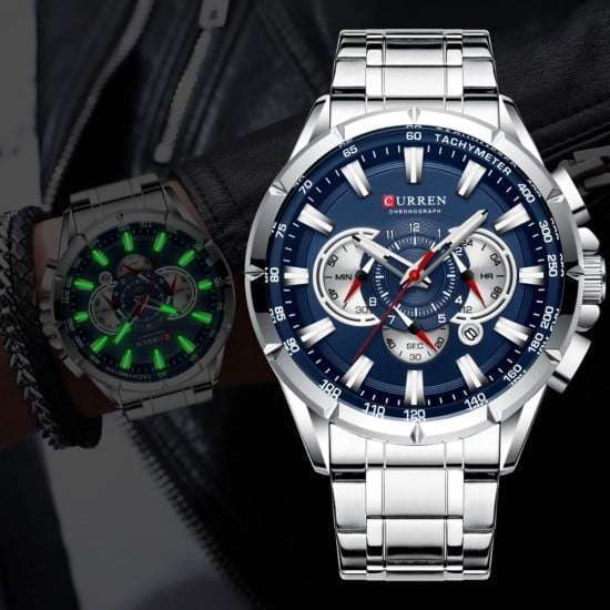 Curren 8363 Mens Chronograph Watch - Silver