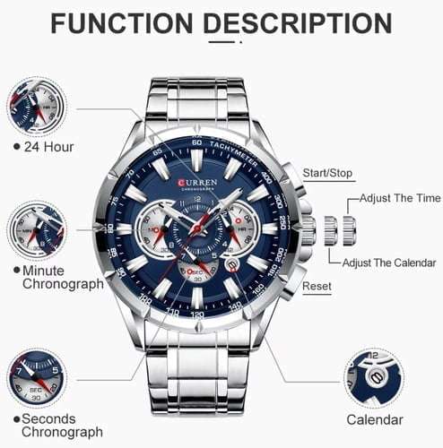 Curren 8363 Mens Chronograph Watch - Silver