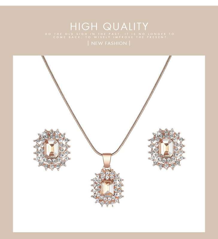 Shengke K0088 Jewelry Set (Earings, Necklace & Watch) - Rose Gold