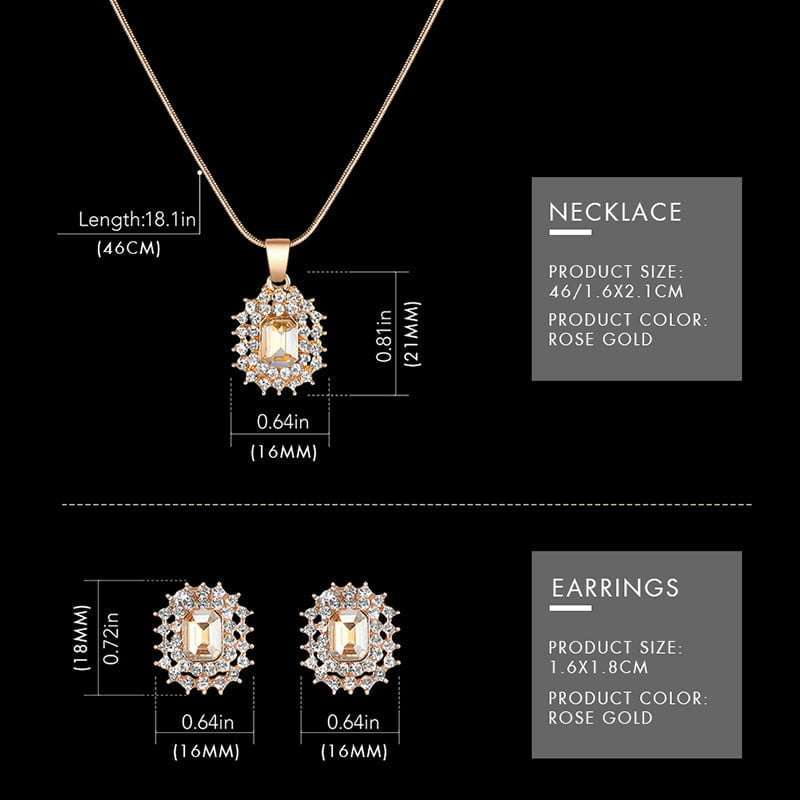 Shengke K0088 Jewelry Set (Earings, Necklace & Watch) - Rose Gold
