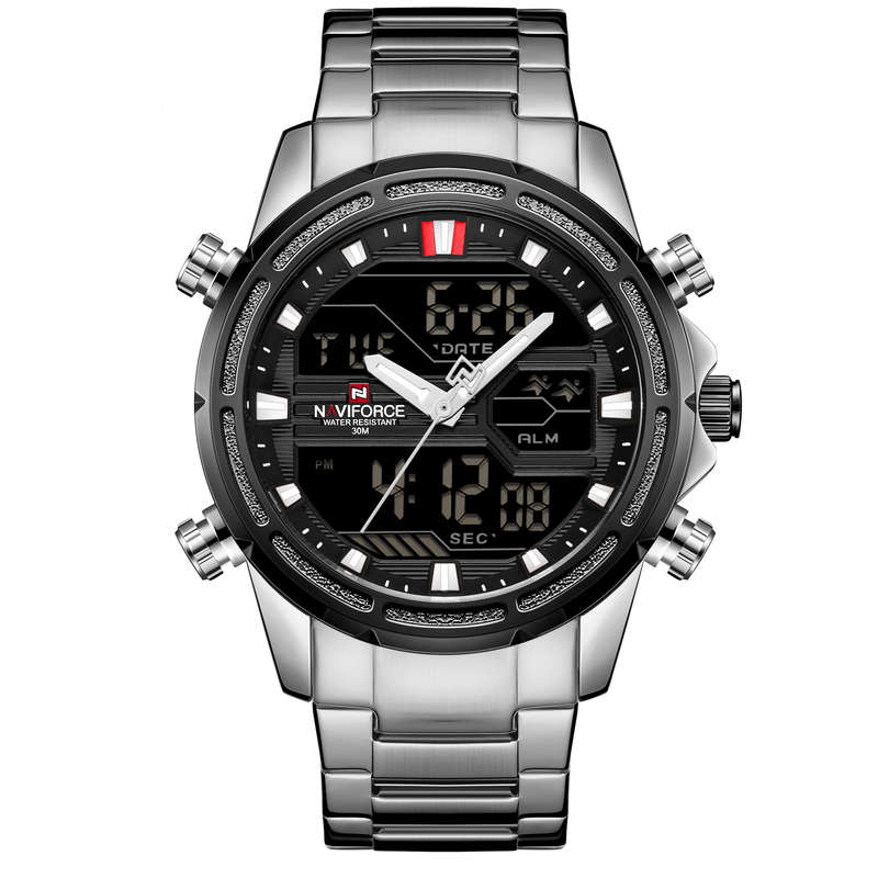 Naviforce 9138 Mens Analog/Digital Watch - Silver