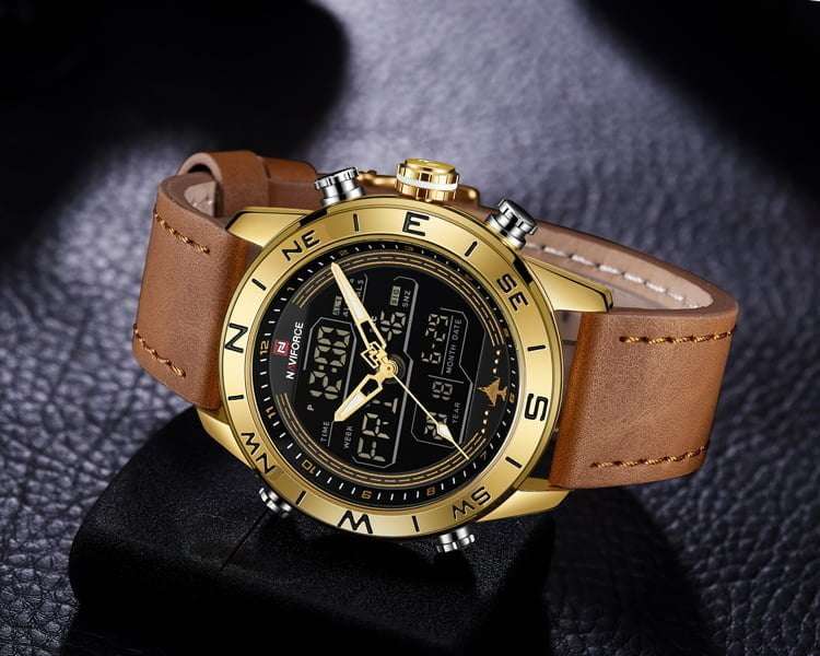 Naviforce 9144 Mens Analog/Digital Watch - Brown