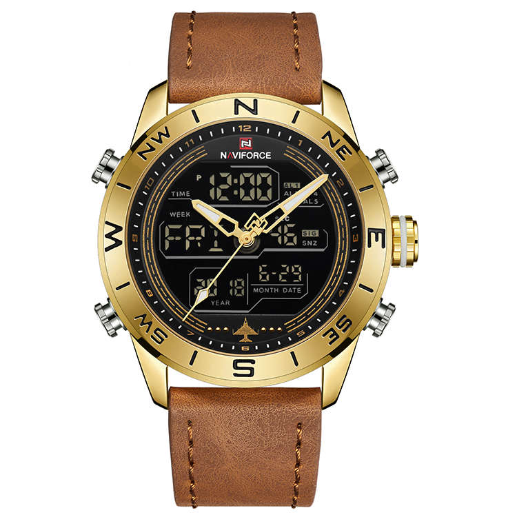 Naviforce 9144 Mens Analog/Digital Watch - Brown