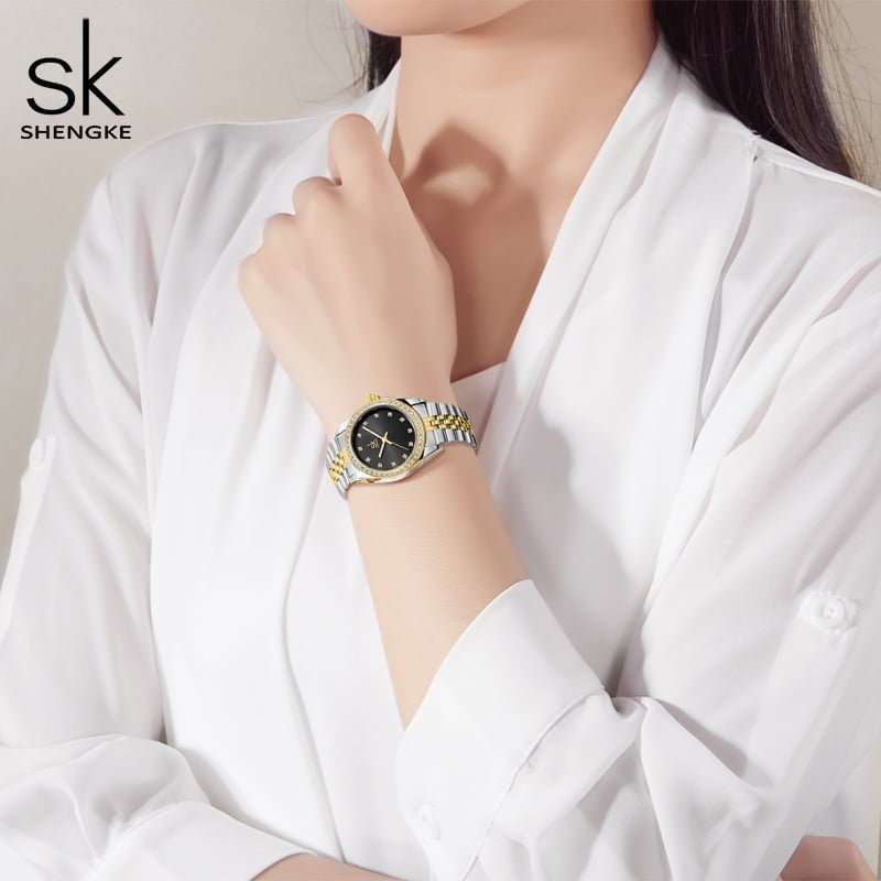 Shengke K0156 Jewelry Set (Earings, Necklace &amp; Bracelet) - Silver
