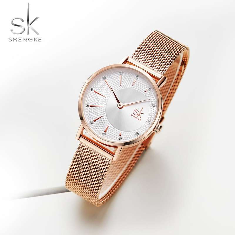Shengke K0093 Jewelry Set (Earings, Bracelet &amp; Necklace) - Rose Gold