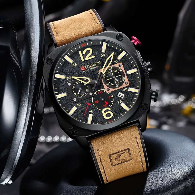 Curren 8398 Mens Chronograph Watch - Brown