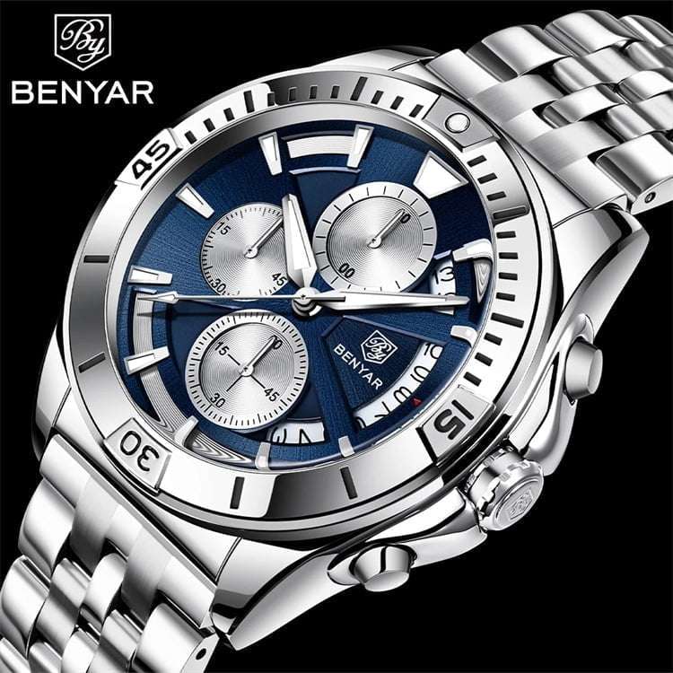 Benyar 5180 Mens Chronograph Watch - Silver