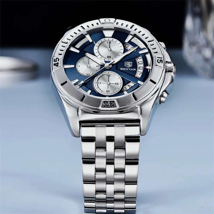 Benyar 5180 Mens Chronograph Watch - Silver