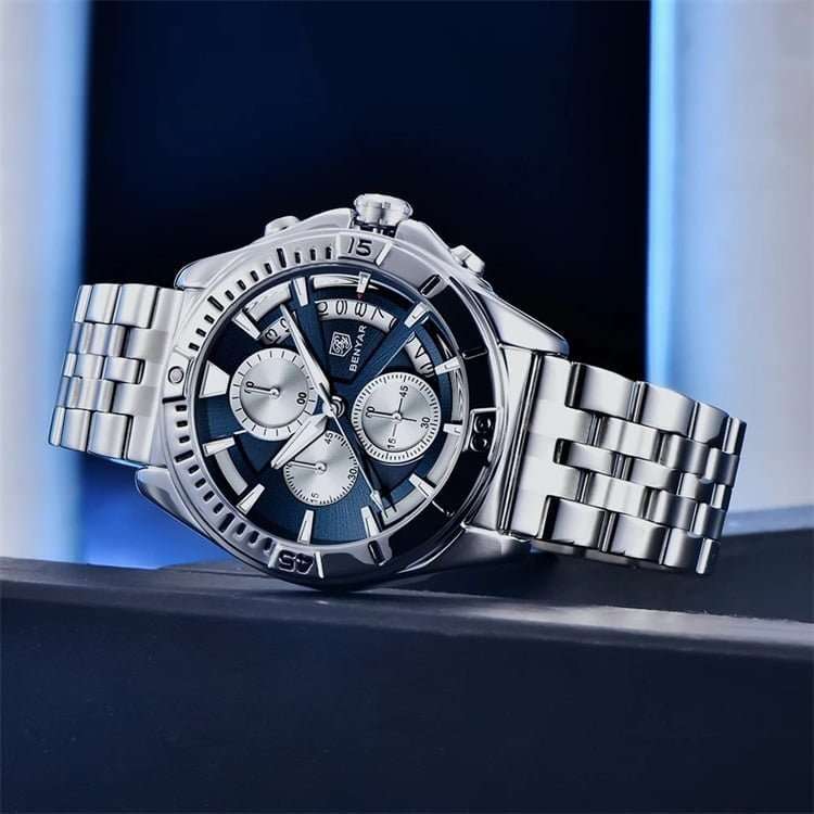 Benyar 5180 Mens Chronograph Watch - Silver