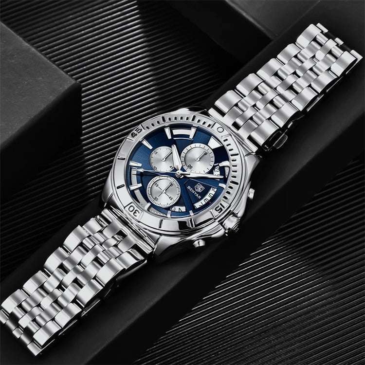 Benyar 5180 Mens Chronograph Watch - Silver