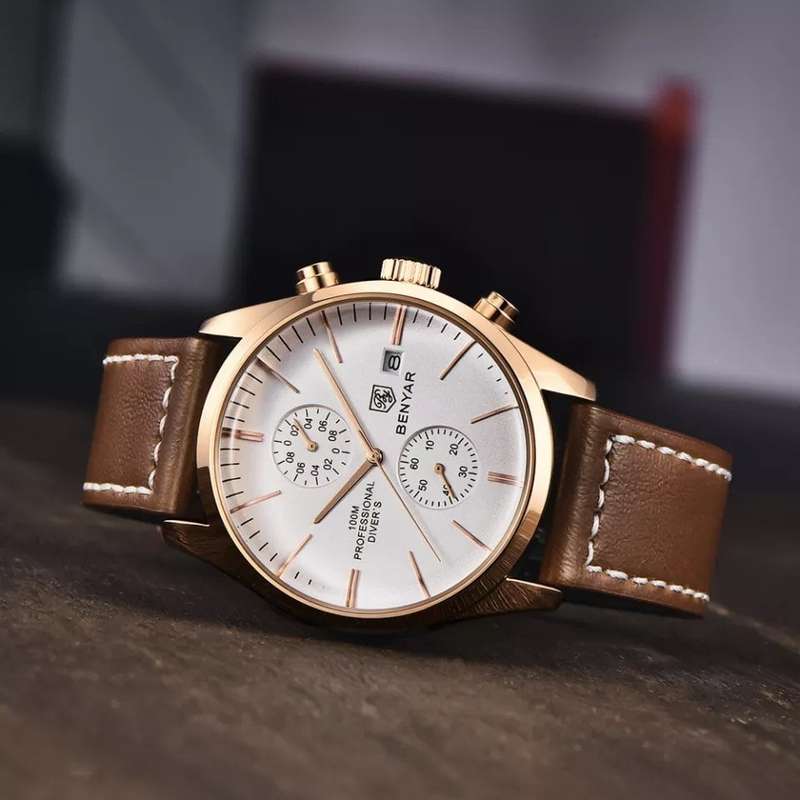 Benyar 5187 Mens Chronograph Watch - Brown