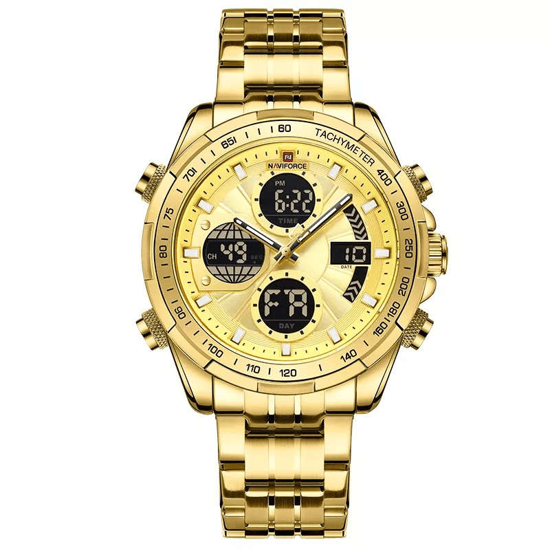 Naviforce 9197 Mens Analog/Digital Watch - Gold