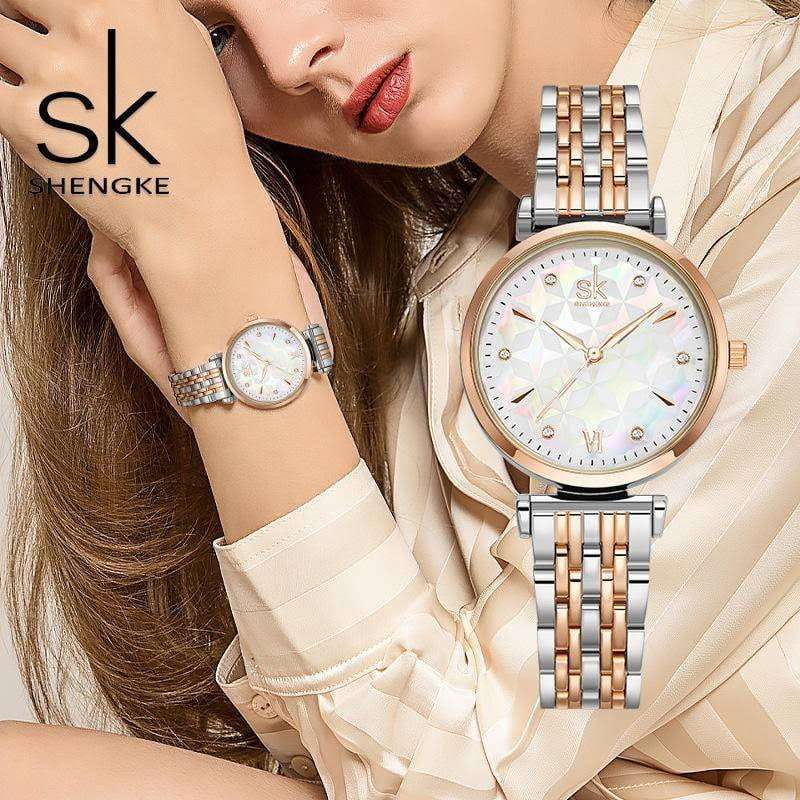 Shengke K0136 Womens Watch - Rose Gold/Silver