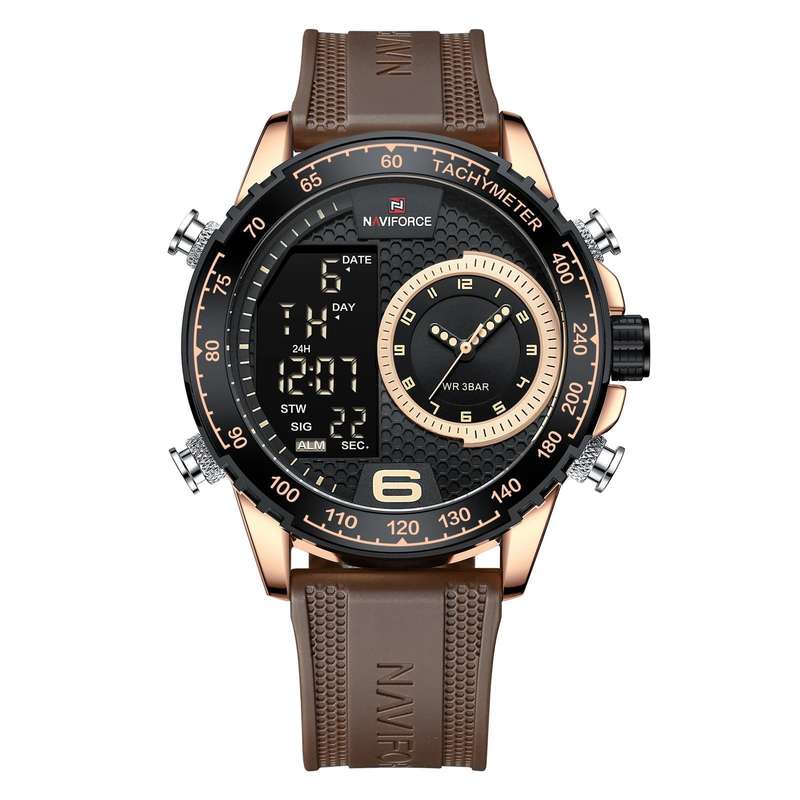 Naviforce 9199 Mens Analog/Digital Watch - Brown