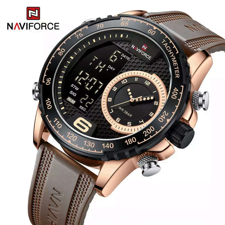 Naviforce 9199 Mens Analog/Digital Watch - Brown