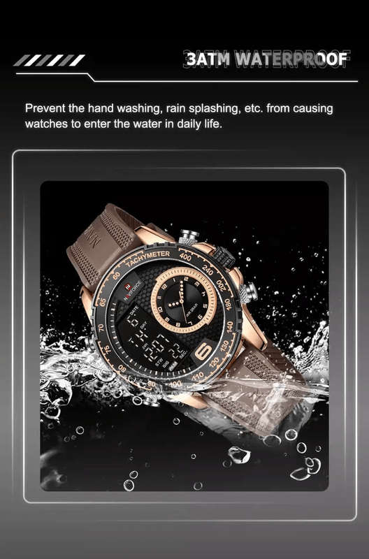 Naviforce 9199 Mens Analog/Digital Watch - Brown