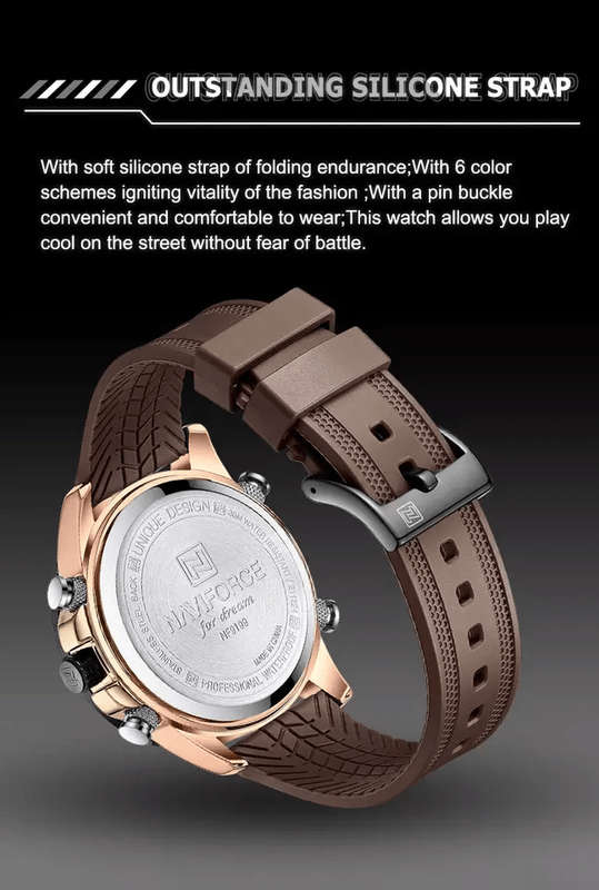 Naviforce 9199 Mens Analog/Digital Watch - Brown