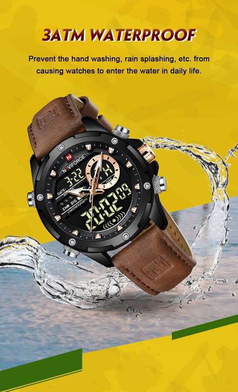 Naviforce 9208 Mens Analog/Digital Watch - Brown