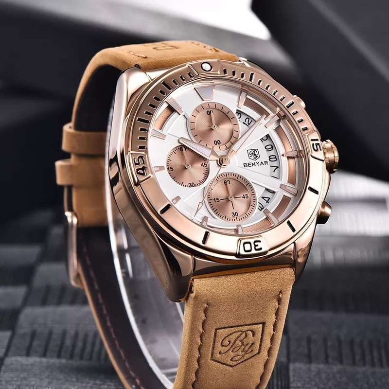 Benyar 5180 Mens Chronograph Watch - Brown