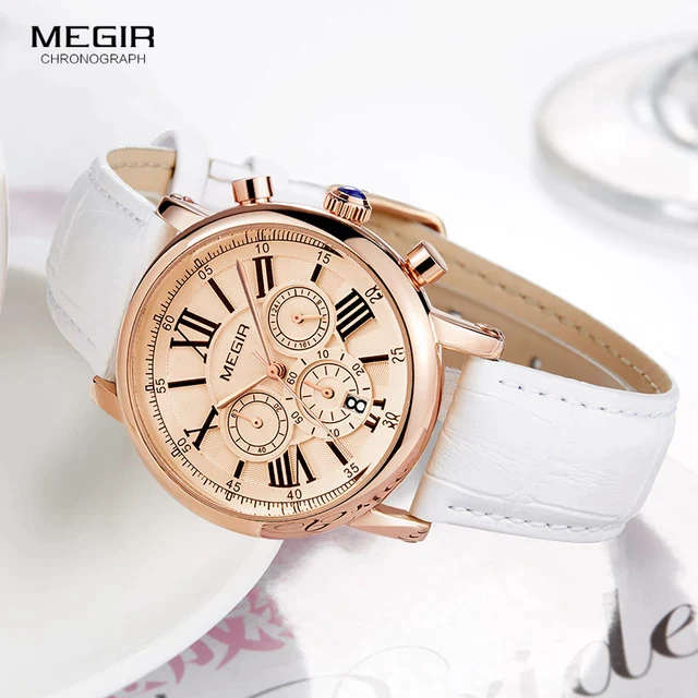 Megir 2058 Womens Chronograph Watch - White