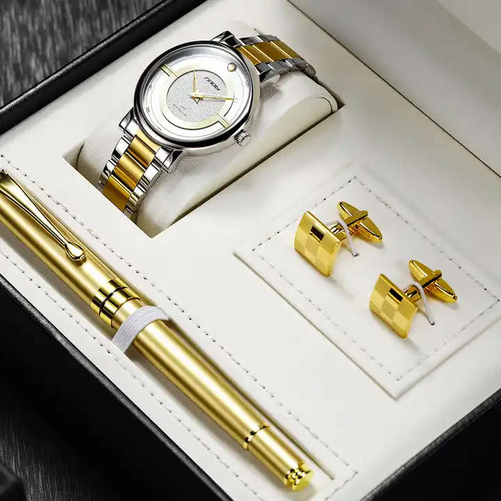 Sinobi S9838G Mens Watch Set - Silver/Gold