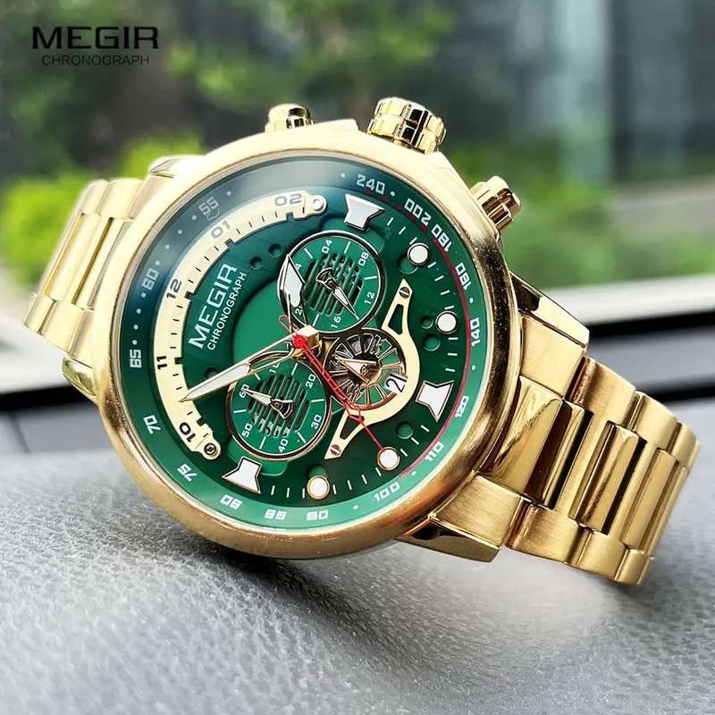 Megir 2223 Mens Chronograph Watch - Gold